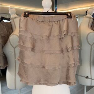 Michael Kors Taupe Layered Ruffle Mini Skirt